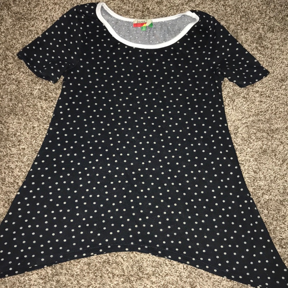 Super cute dark blue polka dotted top
